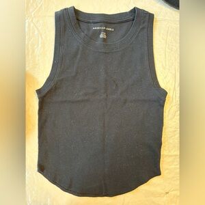 American Eagle Ribbed Black Tee